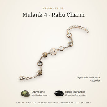 Mulank 4 bracelet crystals and fit – Labradorite, Black Tourmaline, adjustable chain