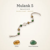 Mulank 5 Mercury Charm Bracelet – Citrine & Green Aventurine – Mulank 5 Mercury charm bracelet on a plain background
