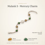 Mulank 5 bracelet crystals and fit – Citrine, Green Aventurine, adjustable chain