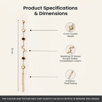 Scorpio bracelet specifications โ gold
