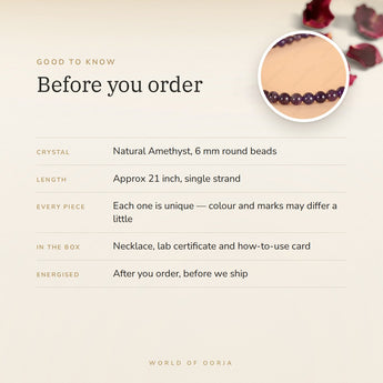 Amethyst Necklace – good to know before you order: what is in the box, energised after order