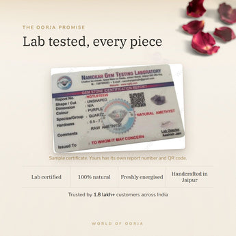 Raw Amethyst certificate – The Oorja promise