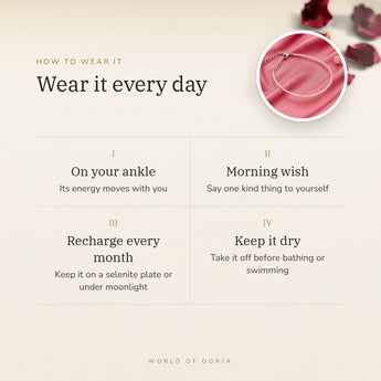 How to wear your Rose Quartz Anklet – daily wear, recharge on selenite or moonlight