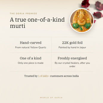 The Oorja promise – Hand-Painted Yellow Quartz Ganesha (1198 g)