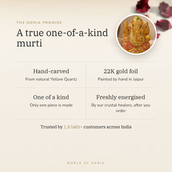 The Oorja promise – Hand-Painted Yellow Quartz Ganesha (443 g)