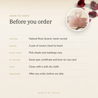 Rose Quartz Swan Pair – good to know before you order