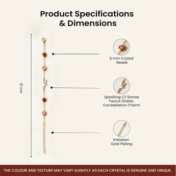 Taurus bracelet specifications – gold