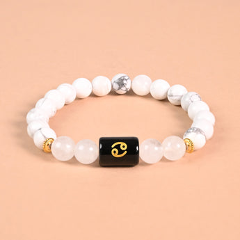 Cancer zodiac bracelet with Cancer glyph engraved onyx bead