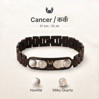 Cancer zodiac bracelet with Howlite and Milky Quartz – Kark rashi crystal bracelet