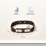 Cancer bracelet crystals and size – 8mm beads, adjustable black metal band