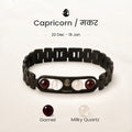 Capricorn zodiac bracelet with Garnet and Milky Quartz โ Makar rashi crystal bracelet