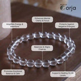 Clear Quartz Sphatik bracelet close-up showing transparent crystal beads - certified authentic