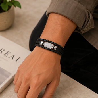 Clear Quartz Leather Bracelet – image 3