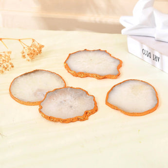 Crystal Agate Coasters – Natural Gemstone Drinkware Set - WorldOfOorja