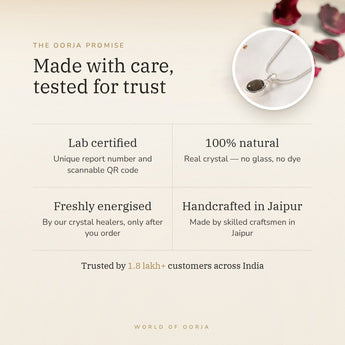 The Oorja promise – Smoky Quartz Pendant, lab certified and energised after you order