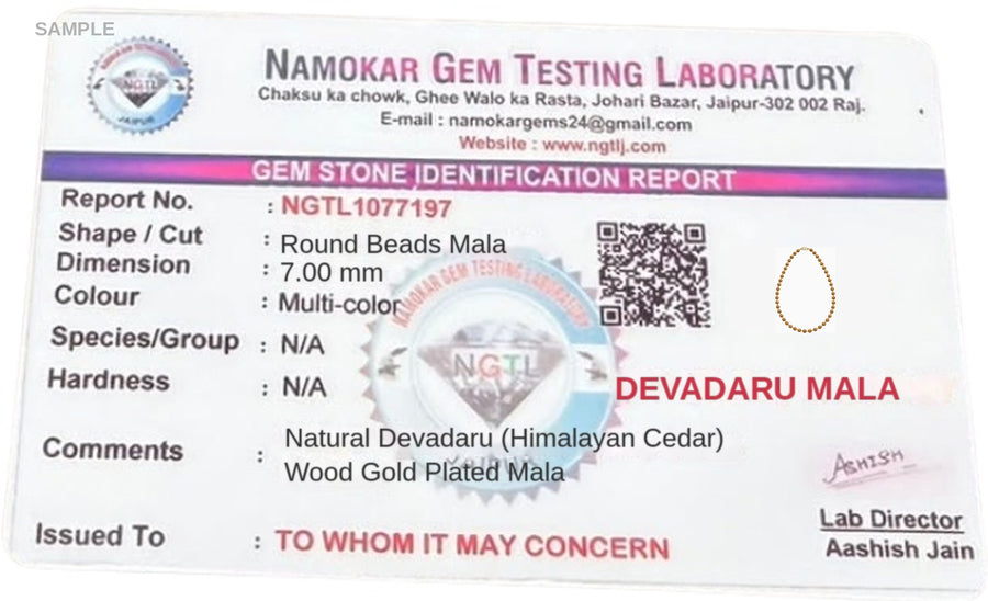 Gold Plated Devadaru Mala – Himalayan Deodar for Calm & Focus lab certificate – World of Oorja
