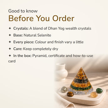 Dhan Yog Energy Pyramid with Selenite Base – good to know before you order