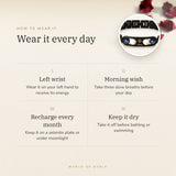 How to wear your Libra Metal Zodiac Bracelet โ left wrist, morning wish, recharge on selenite or moonlight