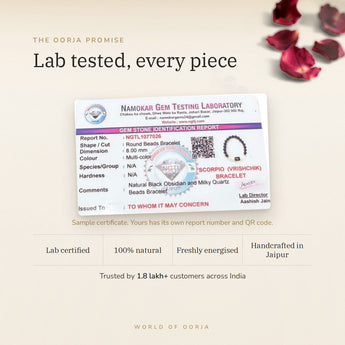 Scorpio Zodiac Bracelet lab certificate with QR code – The Oorja promise