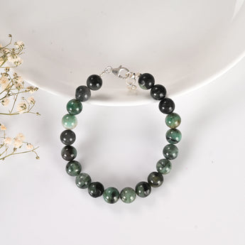 Natural Emerald Silver Adjustable Bracelet (Panna) – image 1