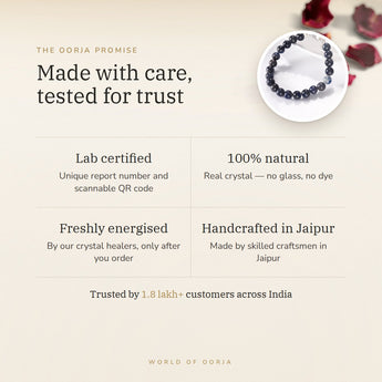 The Oorja promise – Blue Sapphire Silver Bracelet (Neelam), lab certified and energised after you order