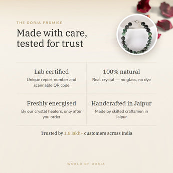 The Oorja promise – Emerald Silver Bracelet (Panna), lab certified and energised after you order