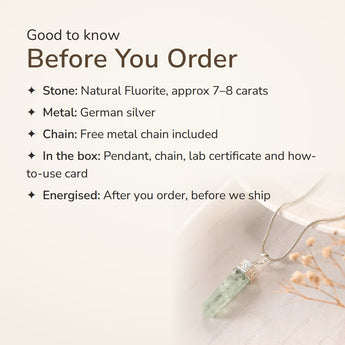 Flourite Pencil Pendant – good to know before you order