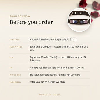 Aquarius Metal Zodiac Bracelet – before you order: size, what is in the box, energised after order