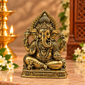Ganesha idol in Panchdhatu gold finish