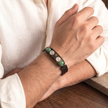 Wearing the Gemini zodiac bracelet on the wrist