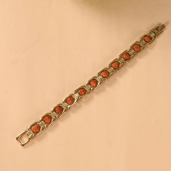 Gold Plated Rudraksha Bracelet — natural Rudraksha beads in gold plated chain — World of Oorja