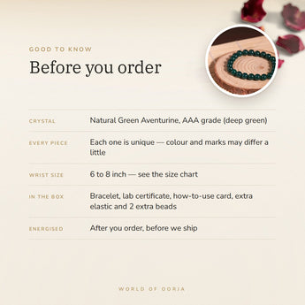 Green Aventurine bracelet – before you order: size, what is in the box, energised after order