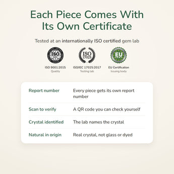 Green Aventurine Cylinder Bracelet lab certificate – tested at an ISO certified gem lab