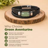 Green Aventurine Leather Bracelet – image 2