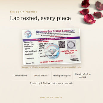 Howlite bracelet lab certificate with QR code – The Oorja promise