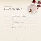 Tiger Eye Pencil Pendant – good to know before you order: what is in the box, energised after order