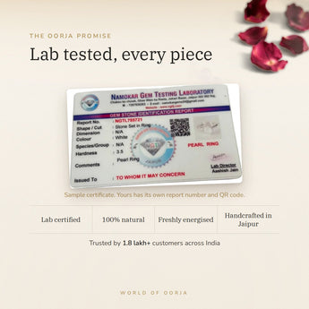 Pearl (Moti) Ring lab certificate with QR code – The Oorja promise