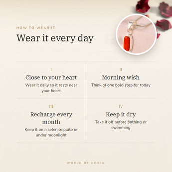 How to wear your Red Coral (Moonga) Pendant – daily wear, morning wish, recharge on selenite or moonlight