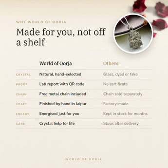 Why World of Oorja – Raw Pyrite Pendant made for you, finished by hand in Jaipur
