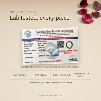 Jade bracelet lab certificate with QR code – The Oorja promise