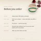 Jade bracelet – before you order: size, what is in the box, energised after order