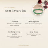 How to wear your Jade bracelet – left wrist, morning wish, recharge on selenite or moonlight