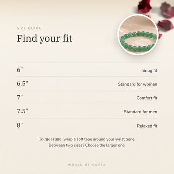 Jade bracelet size guide – 6 to 8 inch