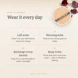 How to wear your Silver Plated Dhan Yog Bracelet – left wrist, morning wish, recharge on selenite or moonlight