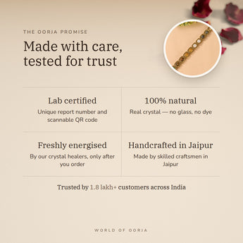 The Oorja promise – Gold Plated Dhan Yog Bracelet, lab certified and energised after you order