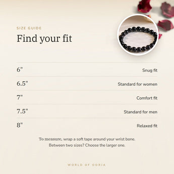 Black Obsidian Bracelet size guide – 6 to 8 inch