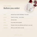 Clear Quartz (Sphatik) Pendant – good to know before you order: what is in the box, energised after order