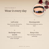 How to wear your Sagittarius Zodiac Bracelet – left wrist, morning wish, recharge on selenite or moonlight