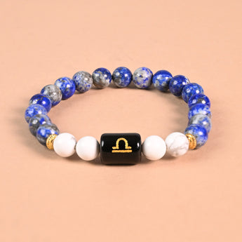 Libra zodiac bracelet with Libra glyph engraved onyx bead