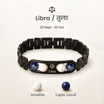 Libra zodiac bracelet with Lapis Lazuli and Howlite – Tula rashi crystal bracelet
